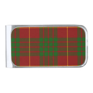 Cameron tartan red green plaid silver finish money clip
