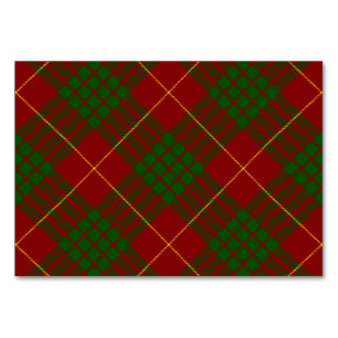 Cameron tartan red green plaid table number