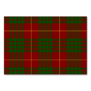 Cameron tartan red green plaid table number