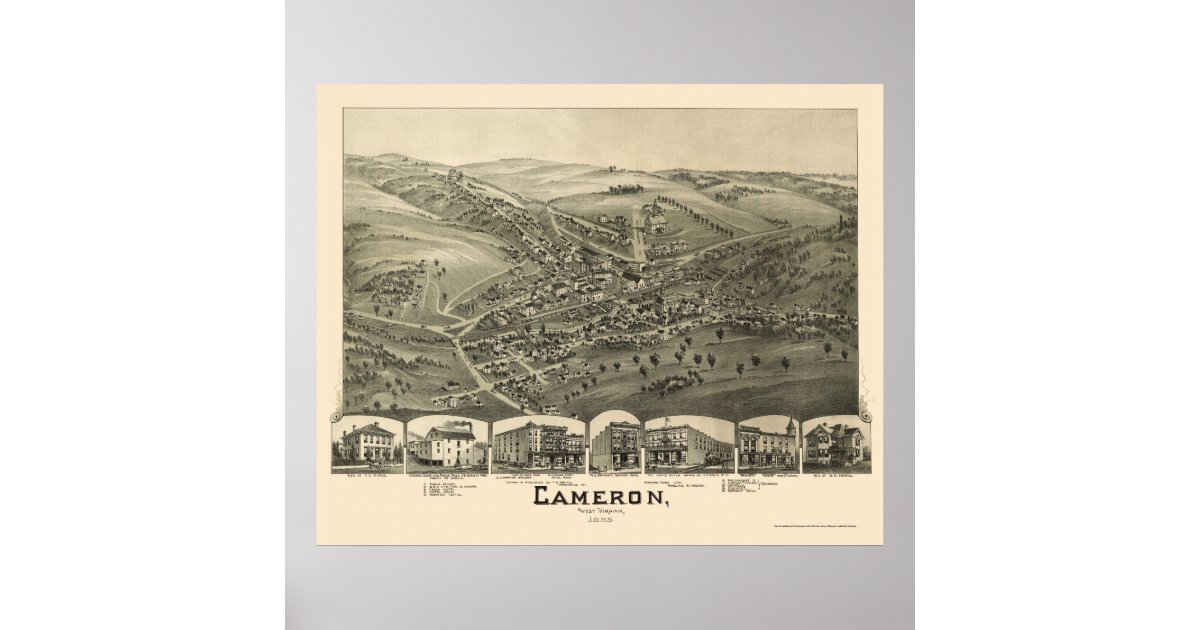 Cameron, WV Panoramic Map 1899 Poster Zazzle