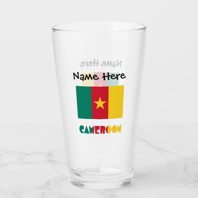 Cameroon and Cameroonian Flag Personalized  Glass (Front)