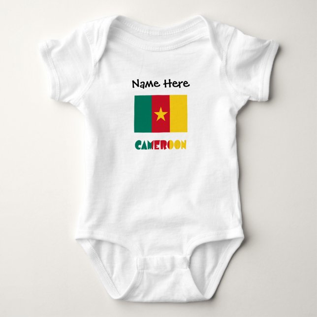 Cameroon and Cameroonian Flag with Your Name Baby Bodysuit (Front)