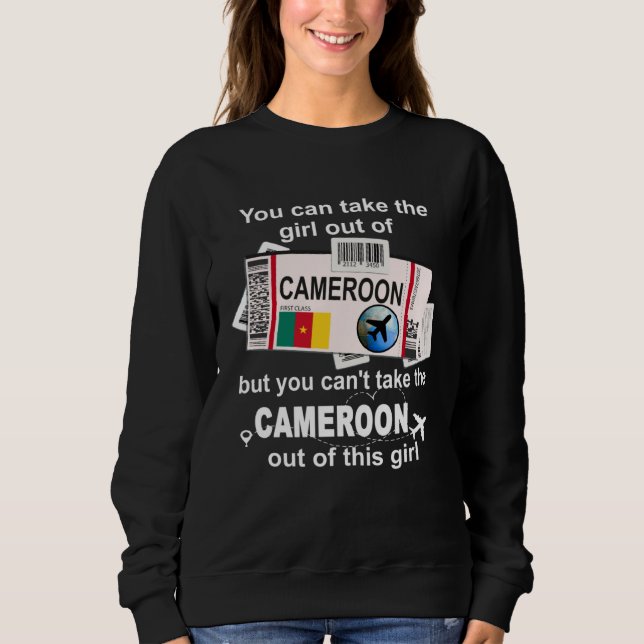 Cameroon Boarding Pass  Cameroon Girl  Cameroon Sweatshirt (Front)