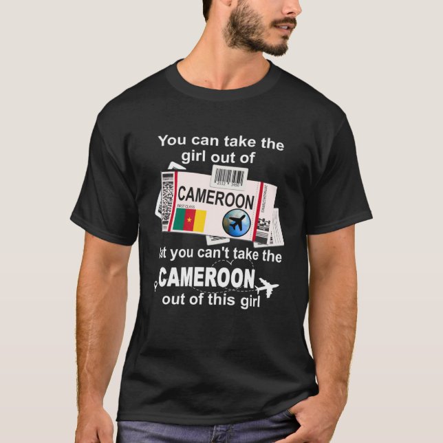 Cameroon Boarding Pass  Cameroon Girl  Cameroon T-Shirt (Front)