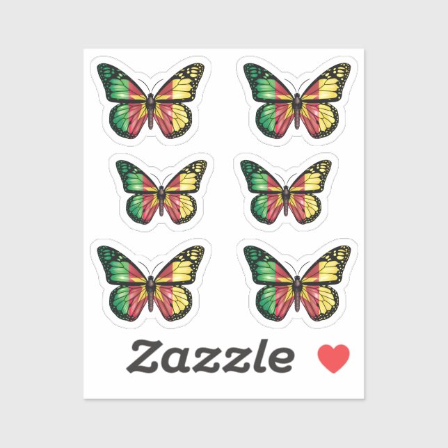Cameroon Butterfly Monarque Flag Sticker (Sheet)