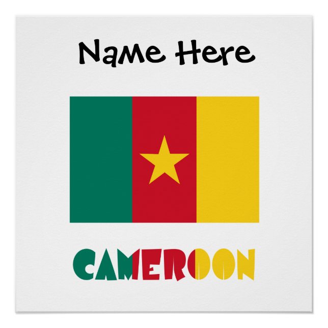 Cameroon Cameroonian Flag Black Personalization  Poster (Front)