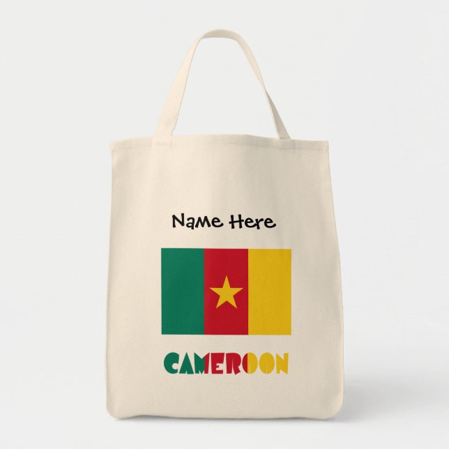 Cameroon Cameroonian Flag Black Personalization  Tote Bag (Front)