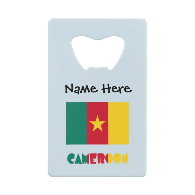 Cameroon Cameroonian Flag Black Personalized  Credit Card Bottle Opener (Front)