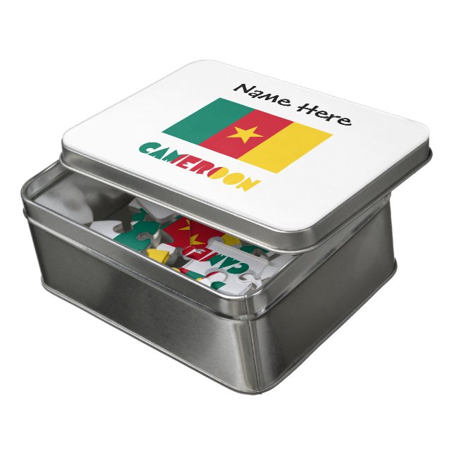 Cameroon Cameroonian Flag Personalized Jigsaw Puzzle (Lid Open)
