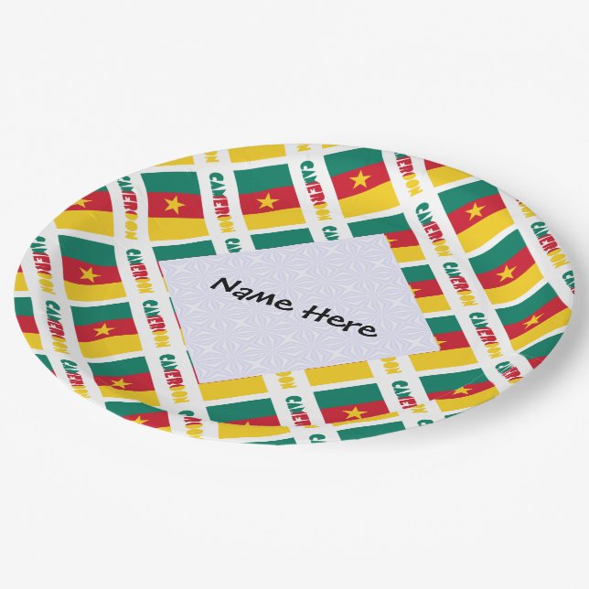 Cameroon Cameroonian Flag Tiled Personalized  Paper Plates (Angled)
