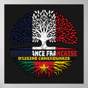 Cameroon Cameroonian French France Tree Roots Flag Poster