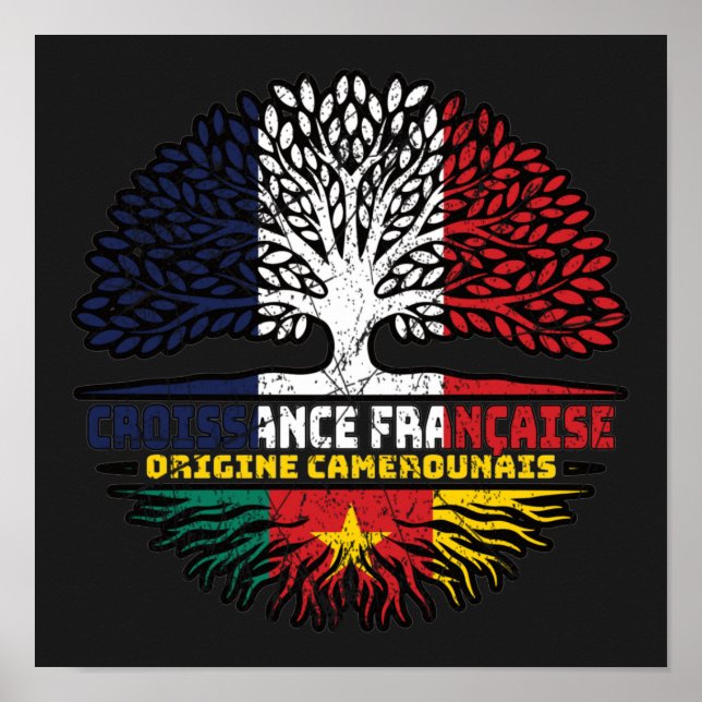 Cameroon Cameroonian French France Tree Roots Flag Poster (Front)