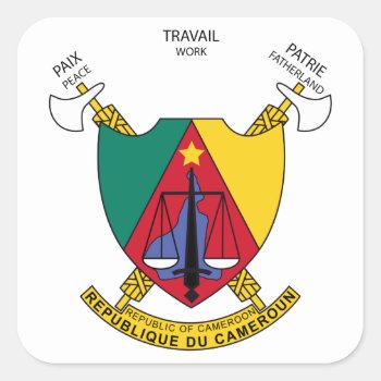 Cameroon Emblem Square Sticker by flagart at Zazzle