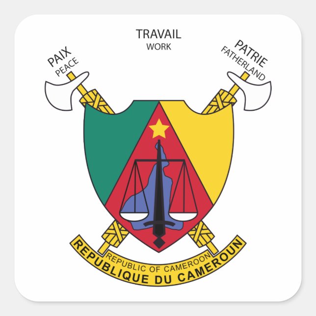 cameroon emblem square sticker (Front)