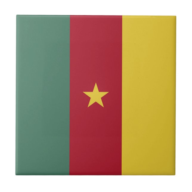 Cameroon flag ceramic tile (Front)