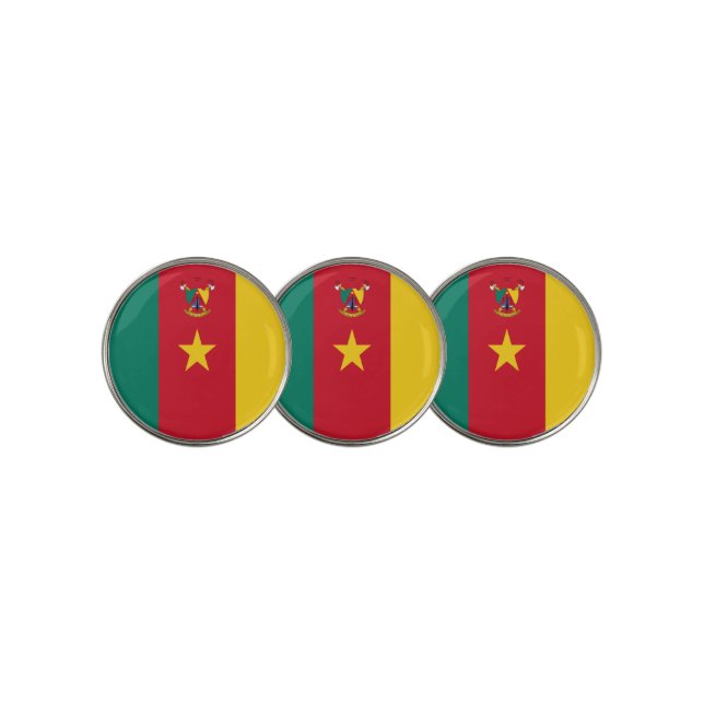 Cameroon flag-coat arms   golf ball marker (3 Up)