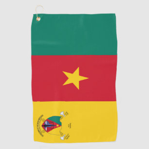 Cameroon flag-coat arms  golf towel