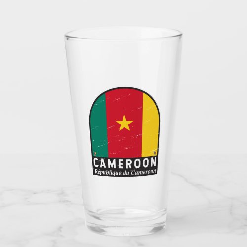 Cameroon Flag Emblem Distressed Vintage Glass