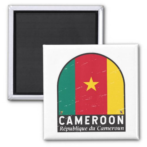 Cameroon Flag Emblem Distressed Vintage Magnet