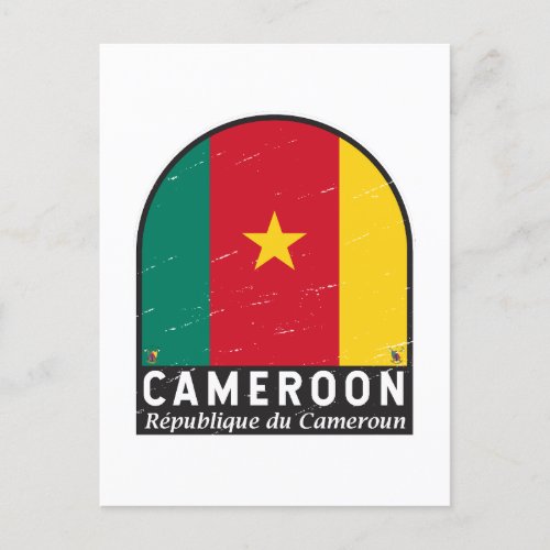 Cameroon Flag Emblem Distressed Vintage Postcard