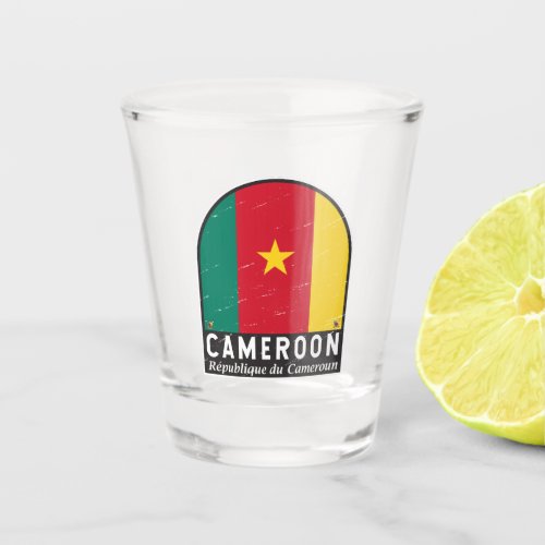 Cameroon Flag Emblem Distressed Vintage Shot Glass