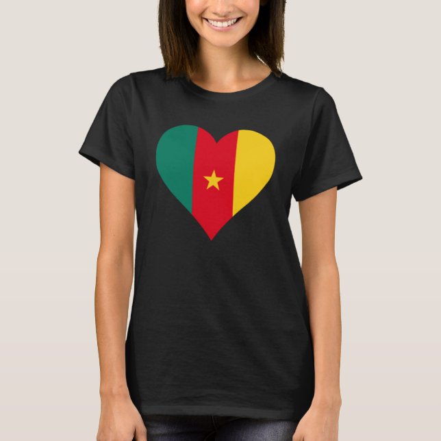 Cameroon Flag Heart Cameroon  Love Cameroon T-Shirt (Front)