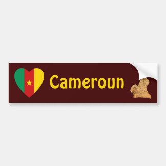 Cameroon Flag Heart + Map Bumper Sticker
