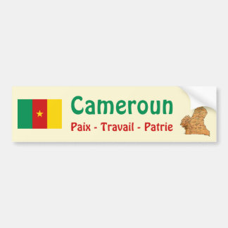 Cameroon Flag + Map Bumper Sticker