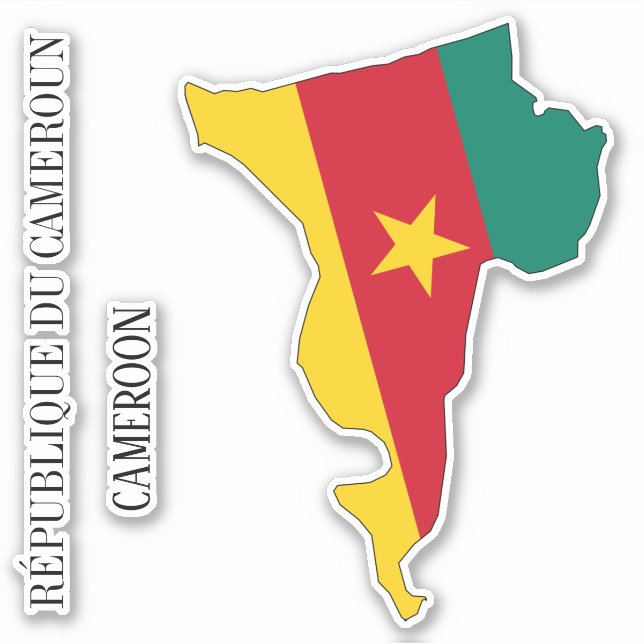Cameroon Flag Map Patriotic Sticker (Front)