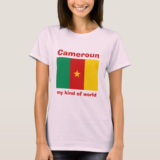 Cameroon Flag + Map + Text T-Shirt (Front)