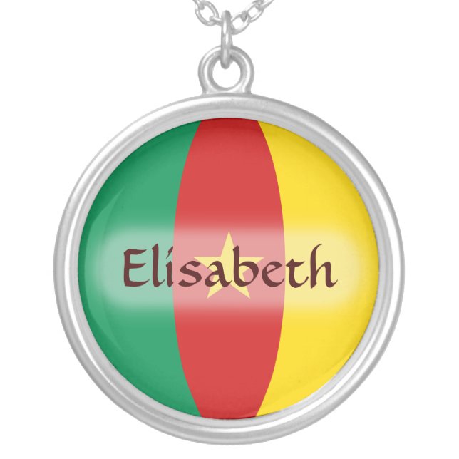 Cameroon Flag + Name Necklace (Front)