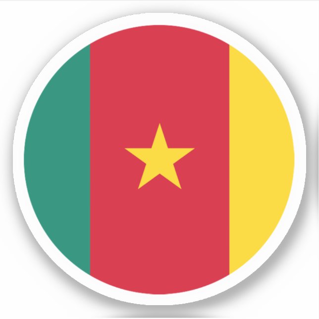 Cameroon Flag Round Sticker (Front)