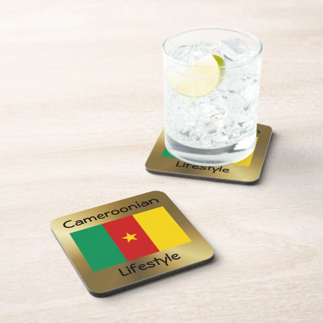Cameroon Flag+Text Coaster (Right Side)