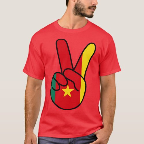 Cameroon Flag V Sign T_Shirt