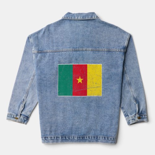 Cameroon Flag With Vintage Cameroonian National Co Denim Jacket
