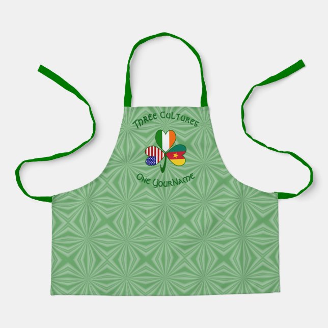 Cameroon Ireland USA Shamrock Flag Personalize Kid Apron (Front)