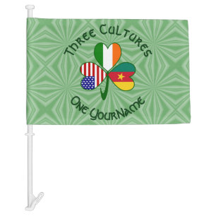 Cameroon Ireland USA Shamrock Flag Personalized