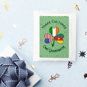 Cameroon Ireland USA Shamrock Flag Personalized  Tea Bag Drink Mix