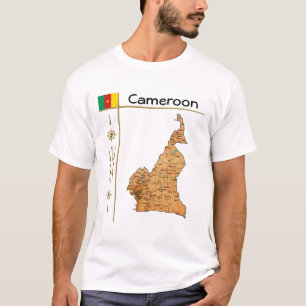 Cameroon Map + Flag + Title T-Shirt