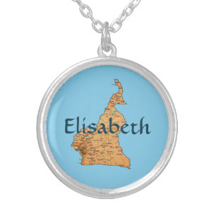 Cameroon Map + Name Necklace