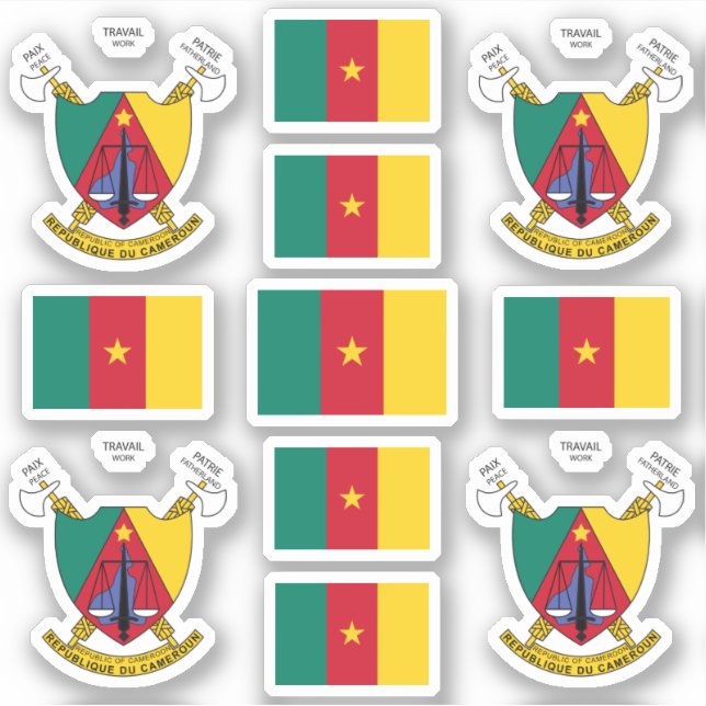 Cameroon - national symbols /Coat of arms and flag Sticker (Front)