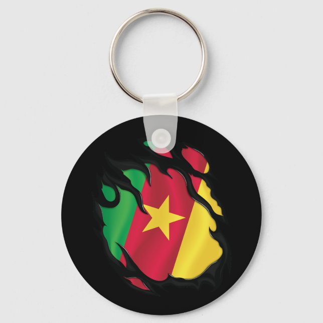 Cameroon Ripped Flag Keychain (Front)