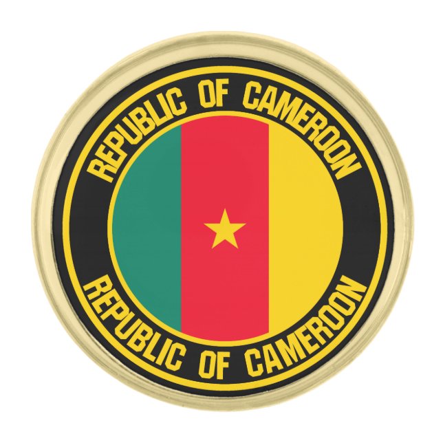 Cameroon Round Emblem Gold Finish Lapel Pin (Front)