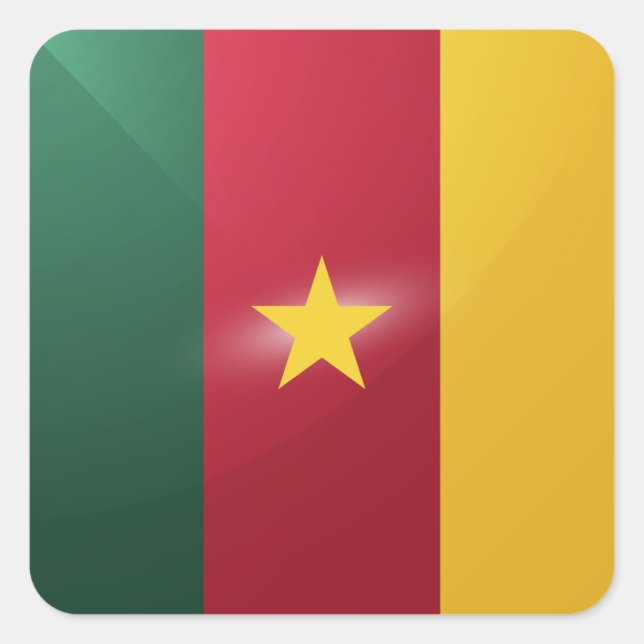 Cameroon square glossy flag sticker (Front)