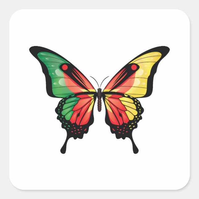 Cameroon Swallowtail Butterfly Flag Sticker (Front)