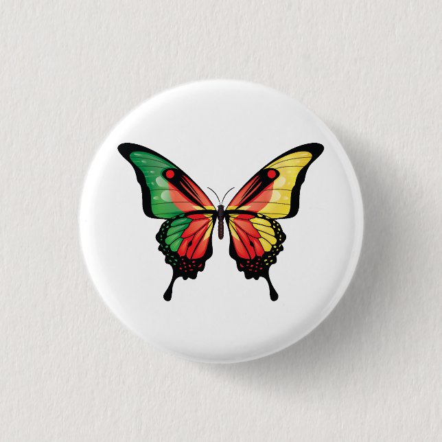 Cameroon Swallowtail Butterfly Flag Sticker Button (Front)
