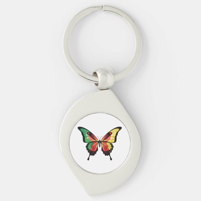 Cameroon Swallowtail Butterfly Flag Sticker Keychain (Front)