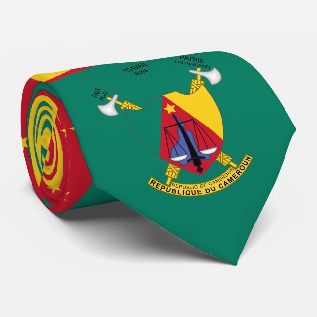 Cameroonian Flag & Coat of Arms, Flag of Cameroon Neck Tie (Rolled)