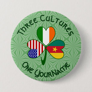 Cameroonian Irish American Flags Shamrock Personal Button