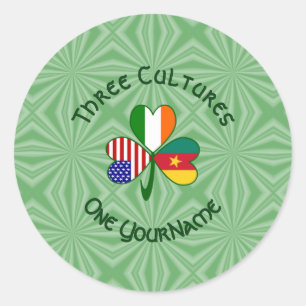 Cameroonian Irish American Flags Shamrock Personal Classic Round Sticker